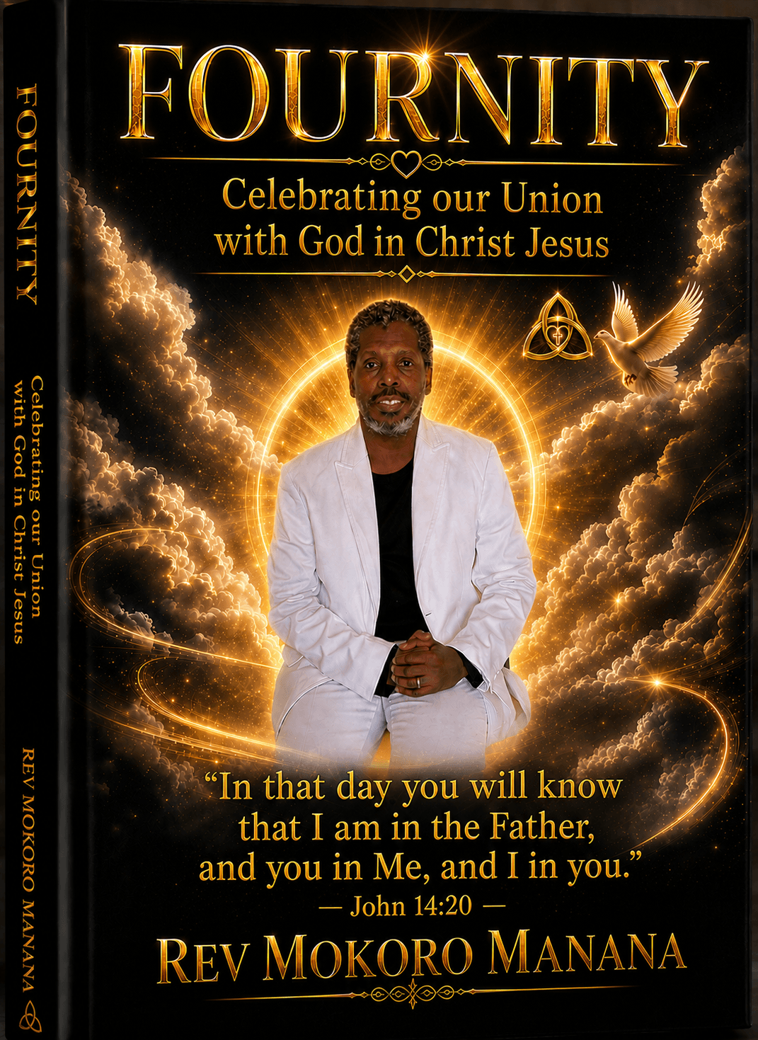 FOURNITY book on display stand with logo plate, by Rev Mokoro Manana